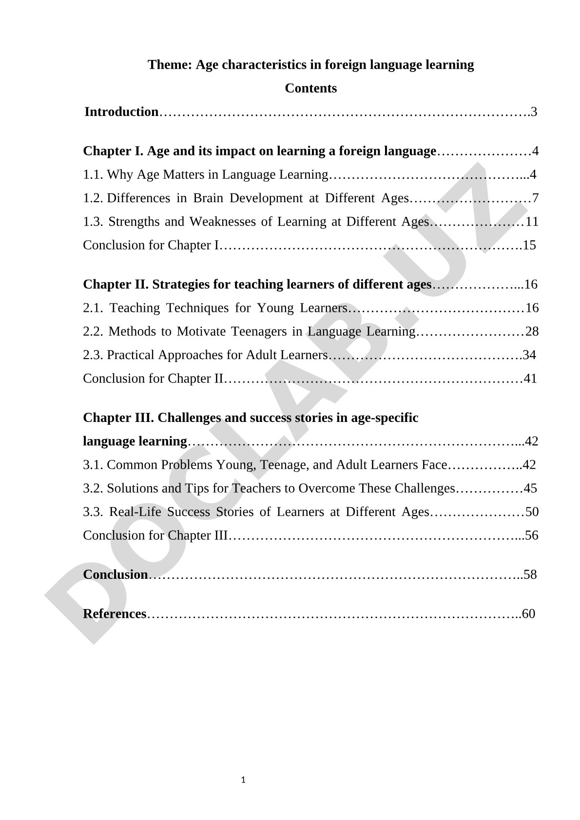 Age characteristics in foreign language learning