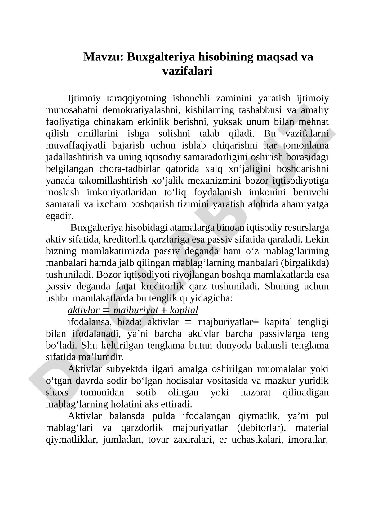 Buxgalteriya hisobining maqsad va vazifalari