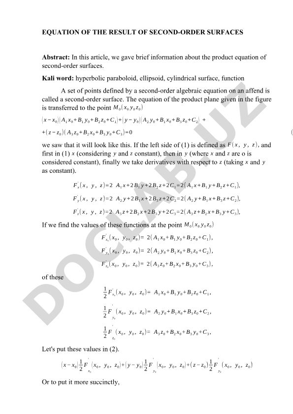 Second-order surfaces product equation analysis