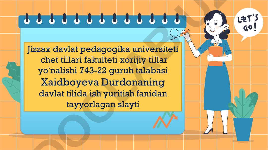Davlat tilida ish yuritish fanidan slayt
