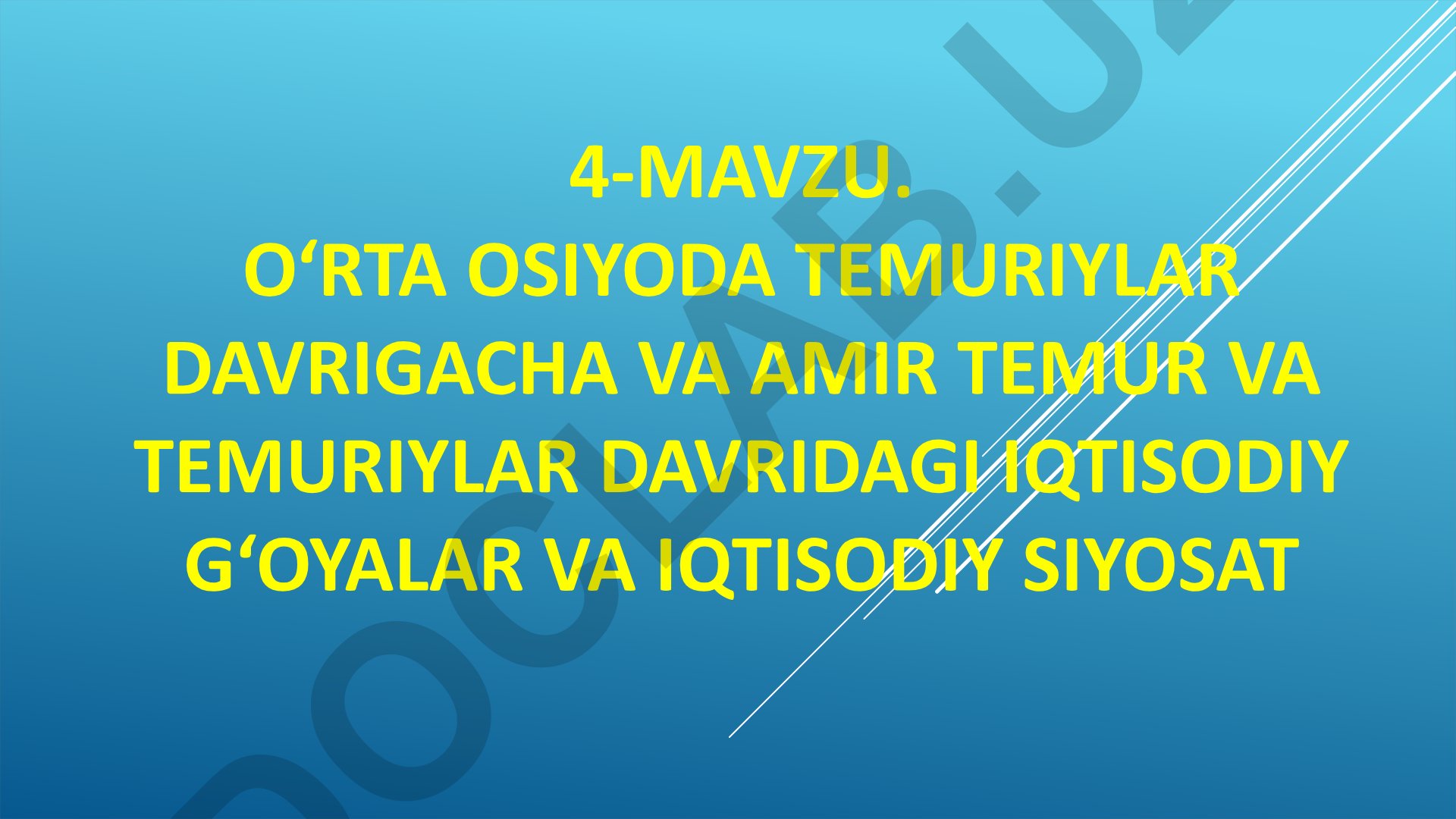 O‘rta Osiyoda Temuriylar davrigacha va Amir Temur va Temuriylar davridagi iqtisodiy g‘oyalar va iqtisodiy siyosat