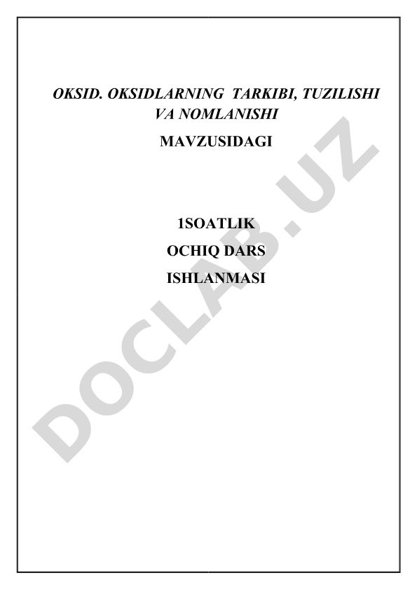 Oksidlar: tarkibi, tuzilishi va nomlanishi