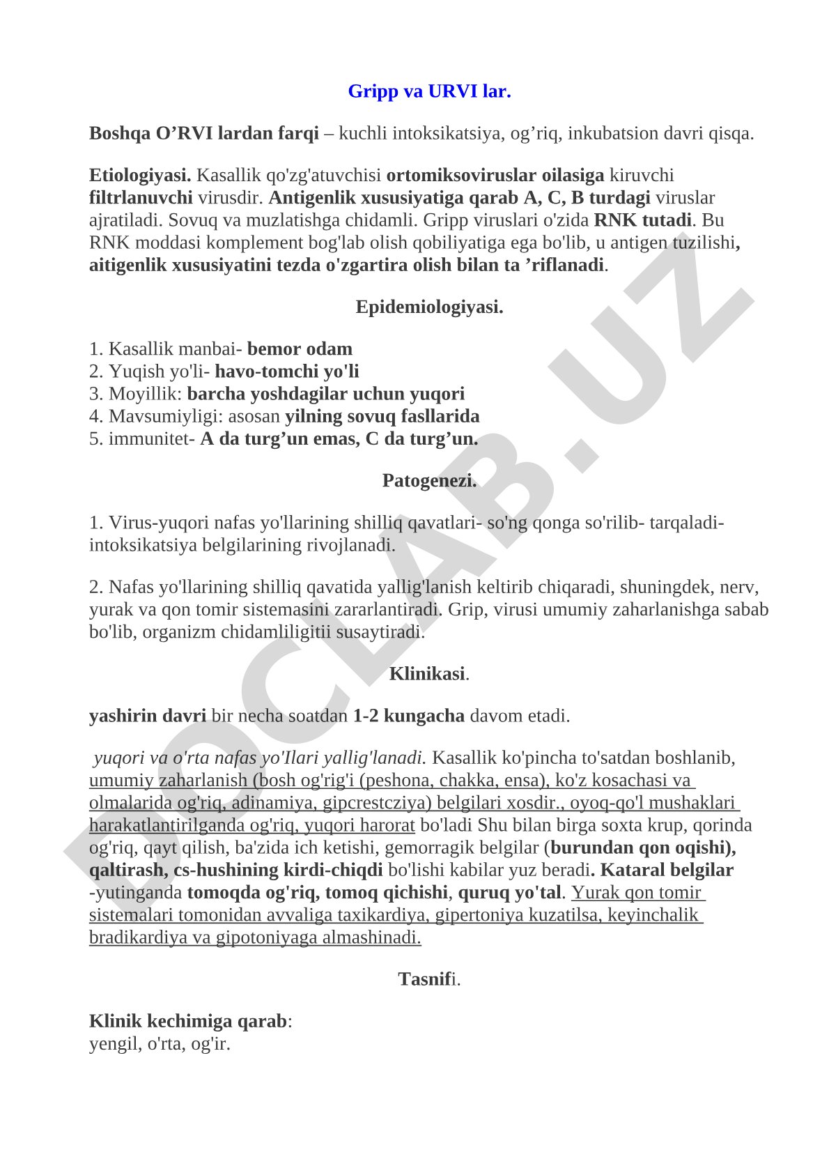 Gripp va URVI lar