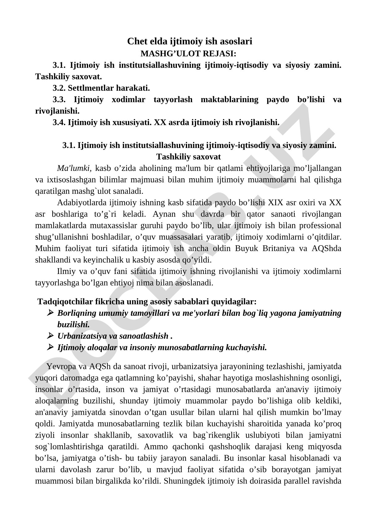 Chet elda ijtimoiy ish asoslari