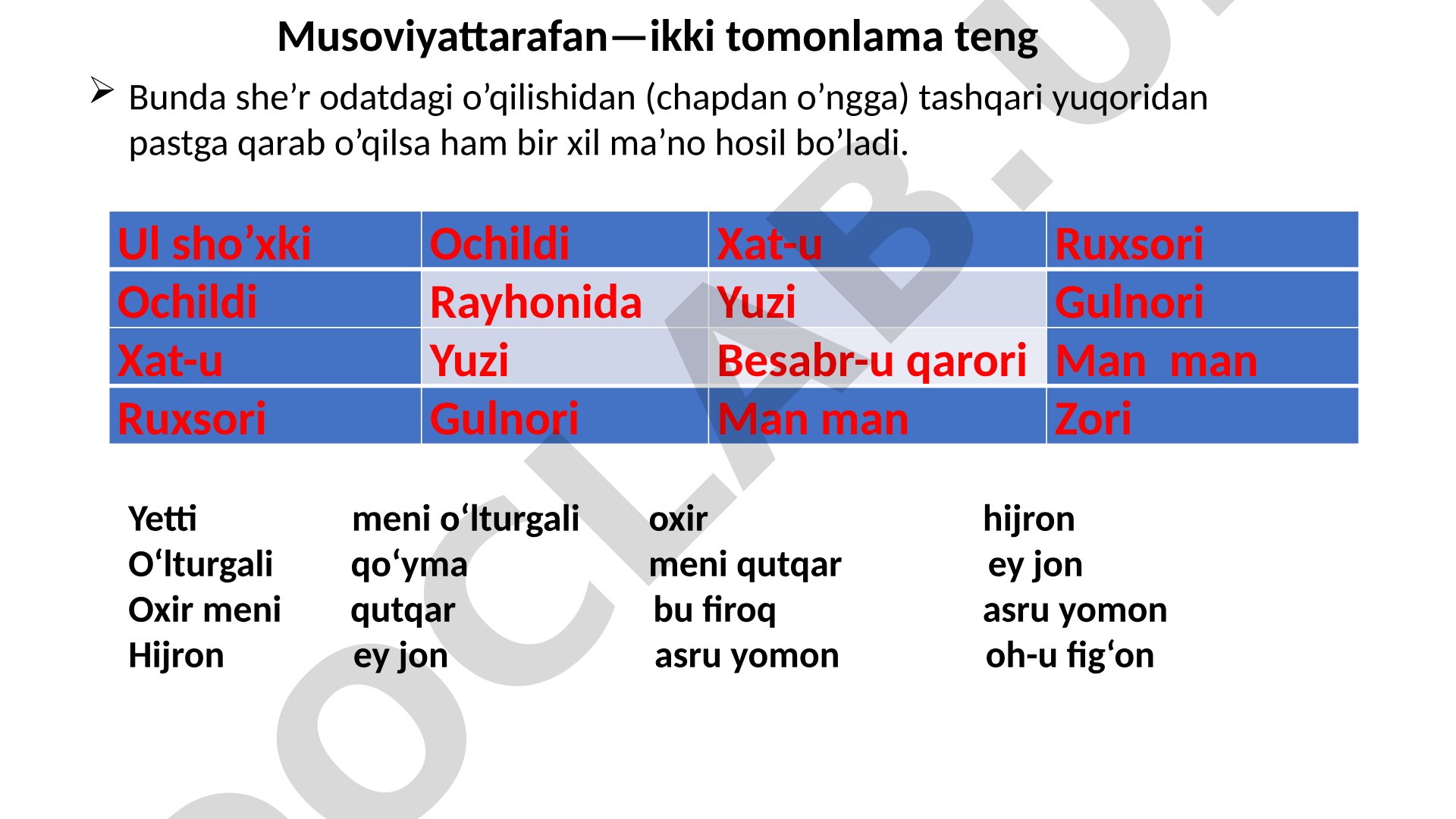 Musoviyattarafan – ikki tomonlama teng