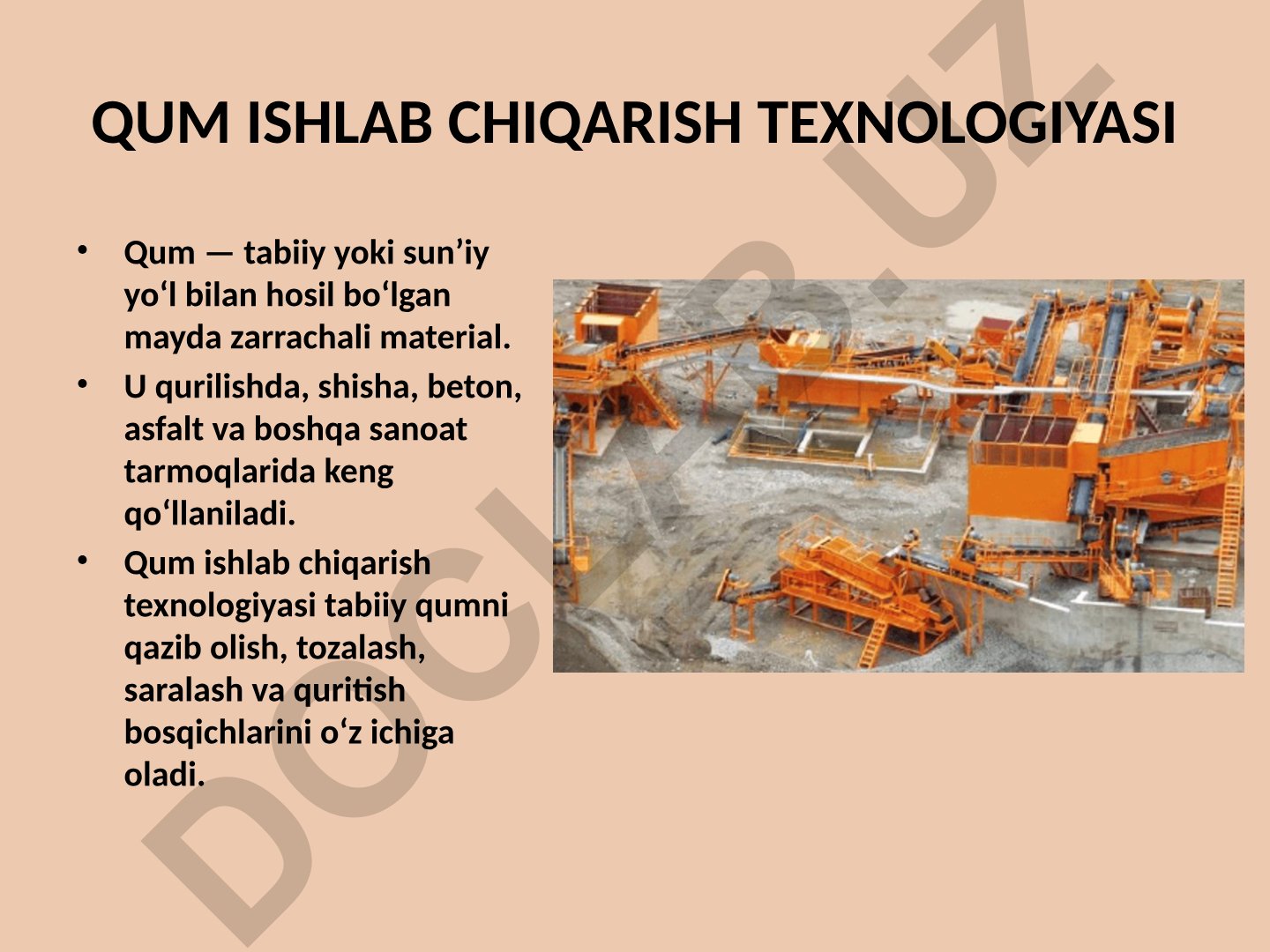 Qum ishlab chiqarish texnologiyasi
