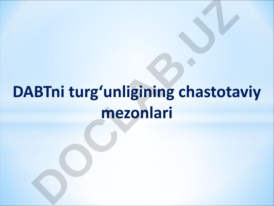 DABTni turg‘unligining chastotaviy mezonlari