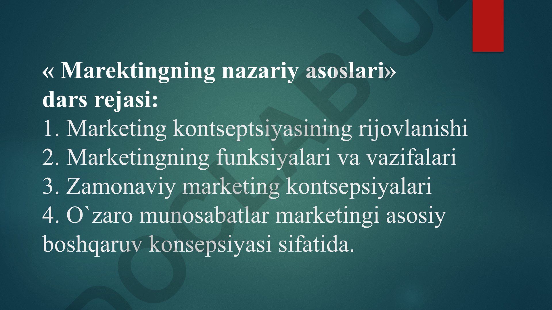 Marketingning nazariy asoslari