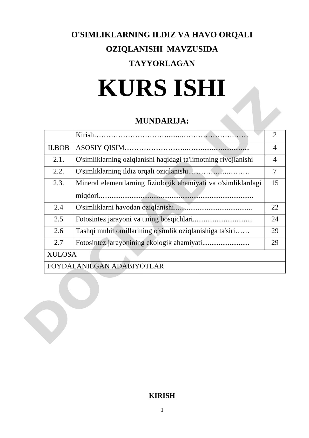O'simliklarning ildiz va havo orqali oziqlanishi