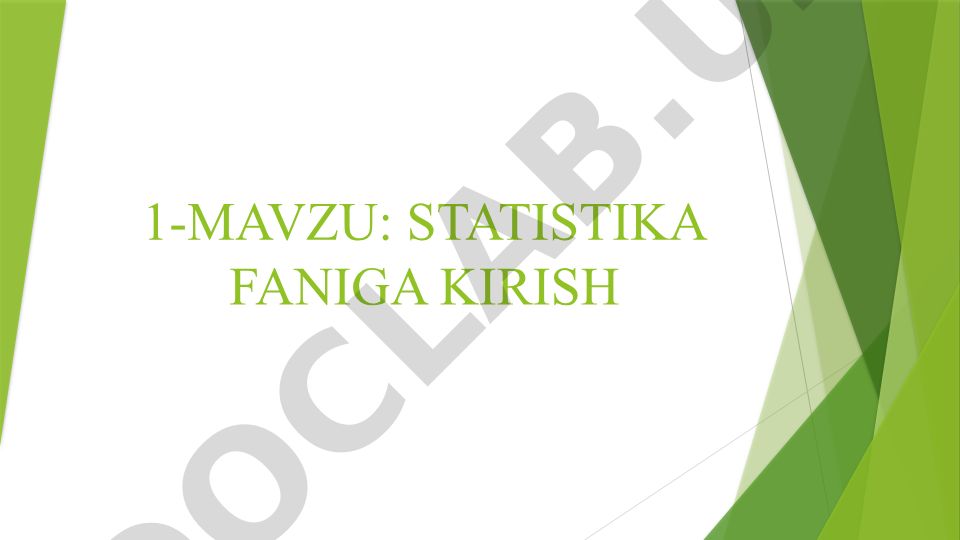 Statistika faniga kirish: bozor iqtisodiyoti sharoitida statistikaning o'rni va ahamiyati