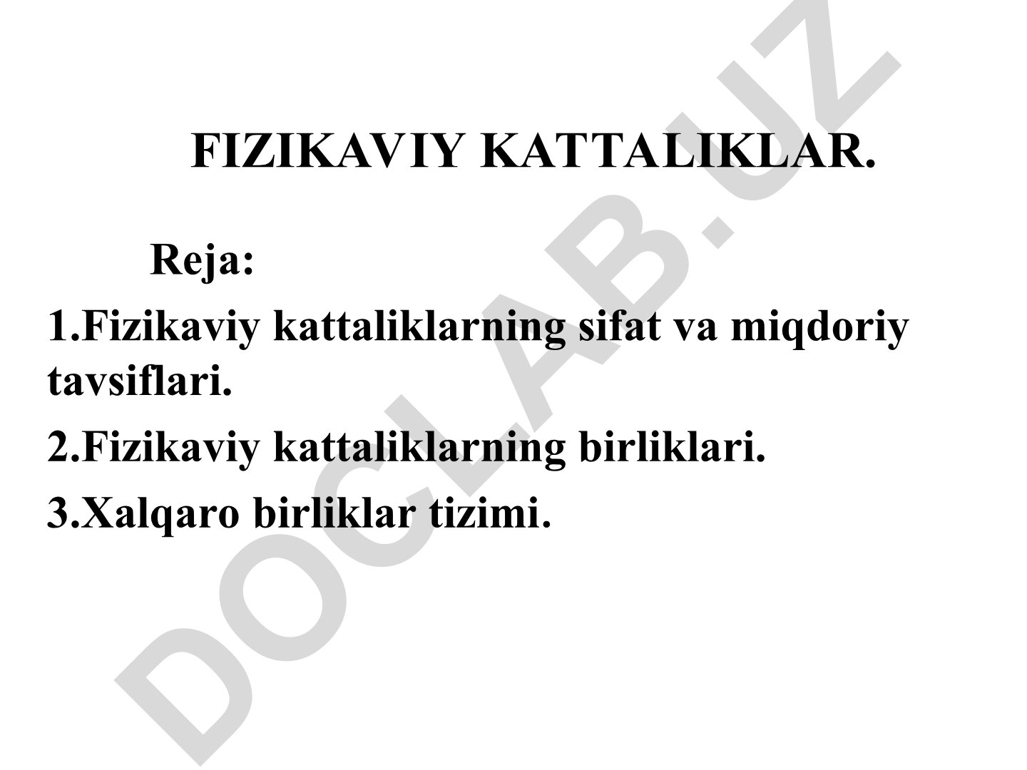 Fizikaviy kattaliklarning sifat va miqdoriy tavsiflari