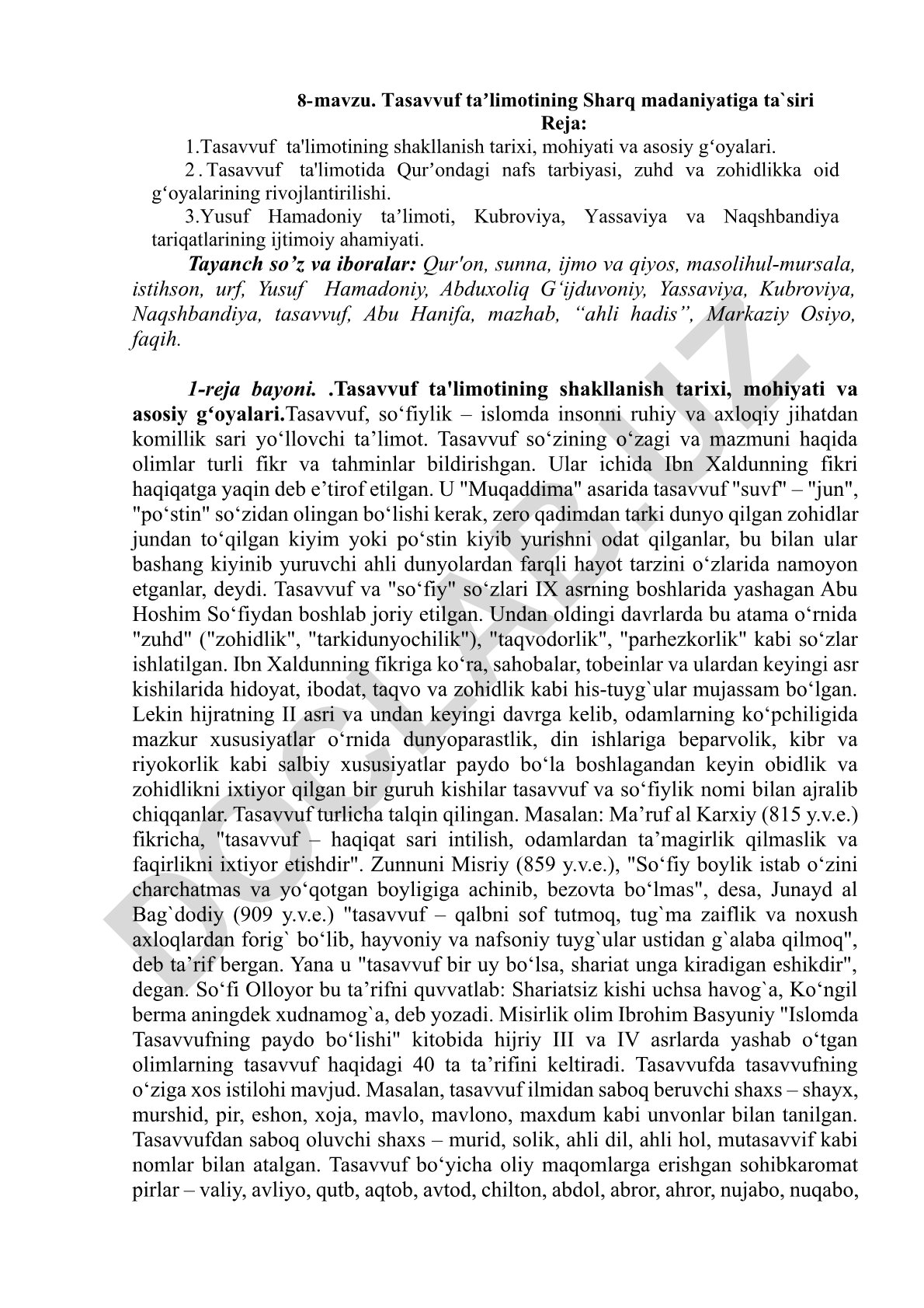 Tasavvuf taʼlimotining Sharq madaniyatiga ta'siri