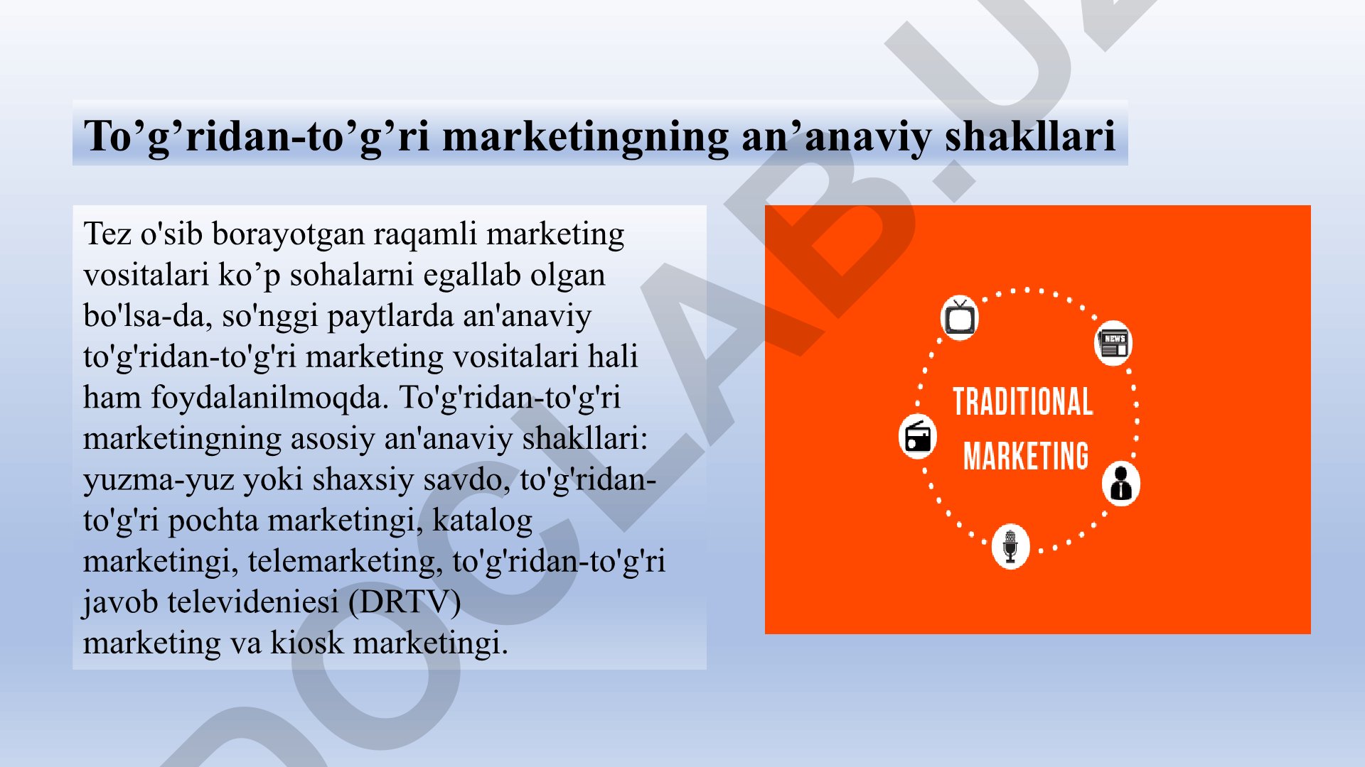 An'anaviy to'g'ridan-to'g'ri marketing vositalari va ularning ahamiyati