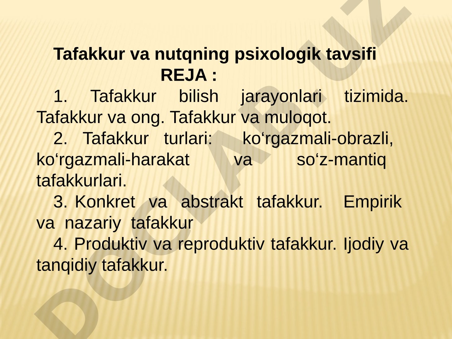 Tafakkur va nutqning psixologik tavsifi