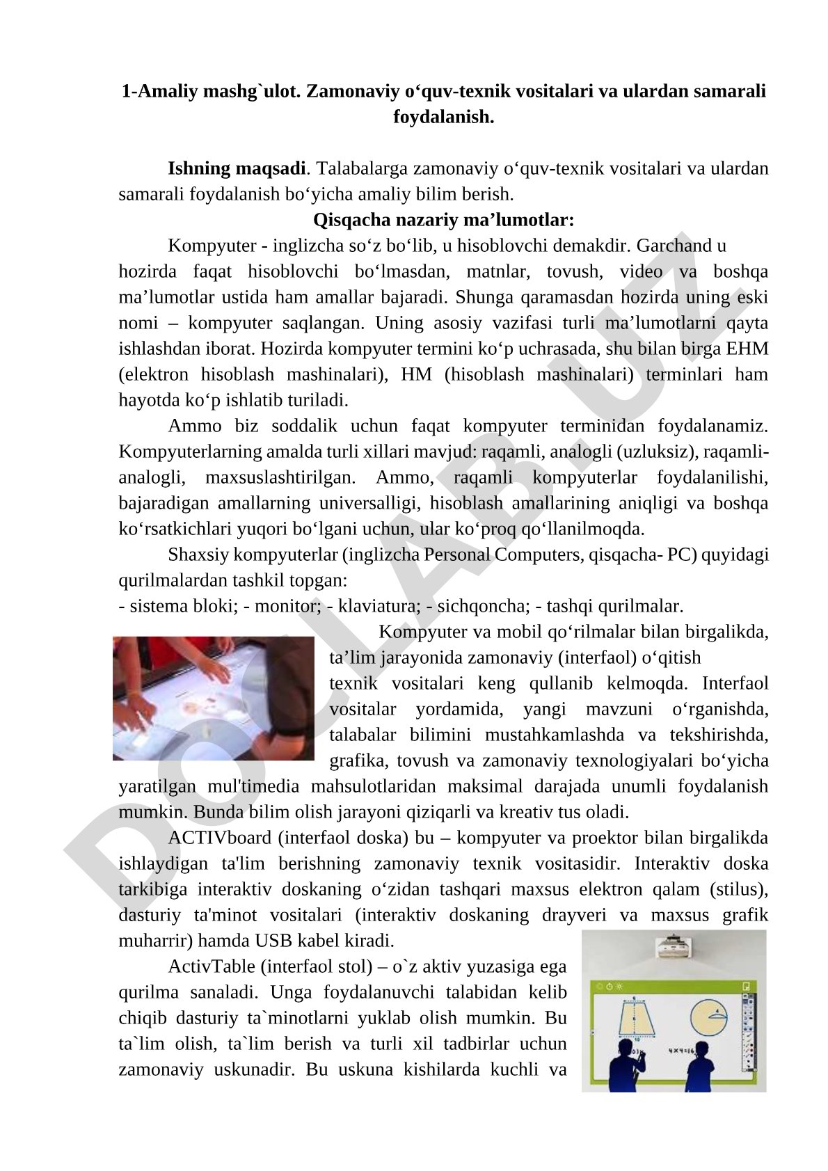 Zamonaviy o'quv-texnik vositalari va ulardan samarali foydalanish