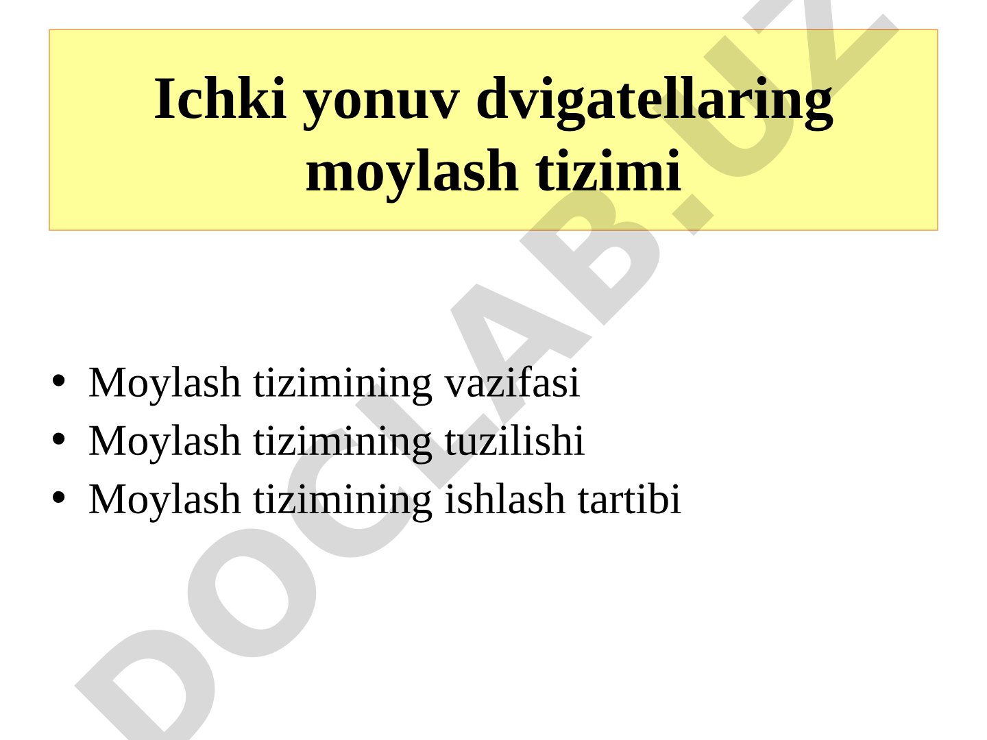 Ichki yonuv dvigatellarining moylash tizimi