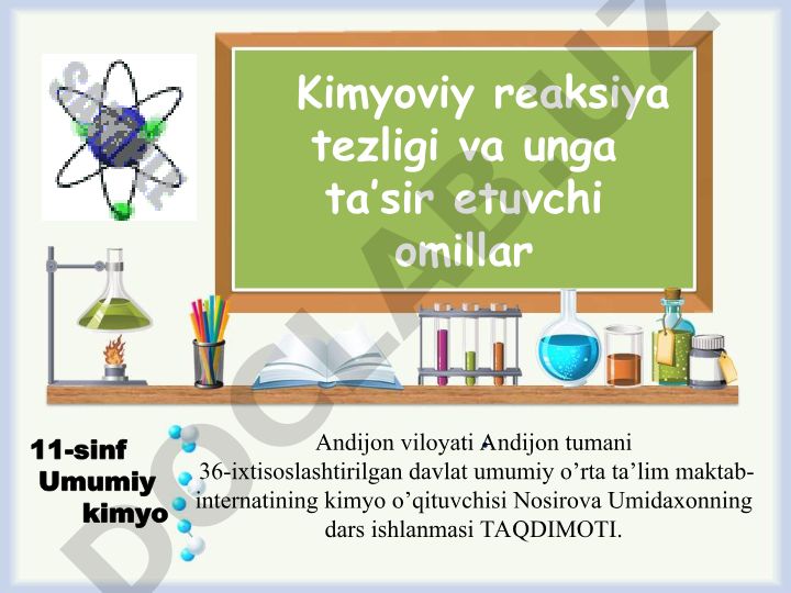 Kimyoviy reaksiya tezligi va unga ta'sir etuvchi omillar