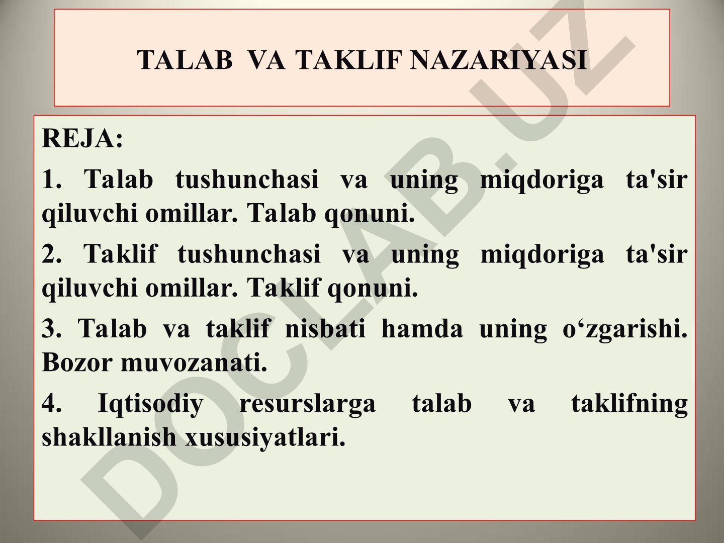 Talab va taklif nazariyasi