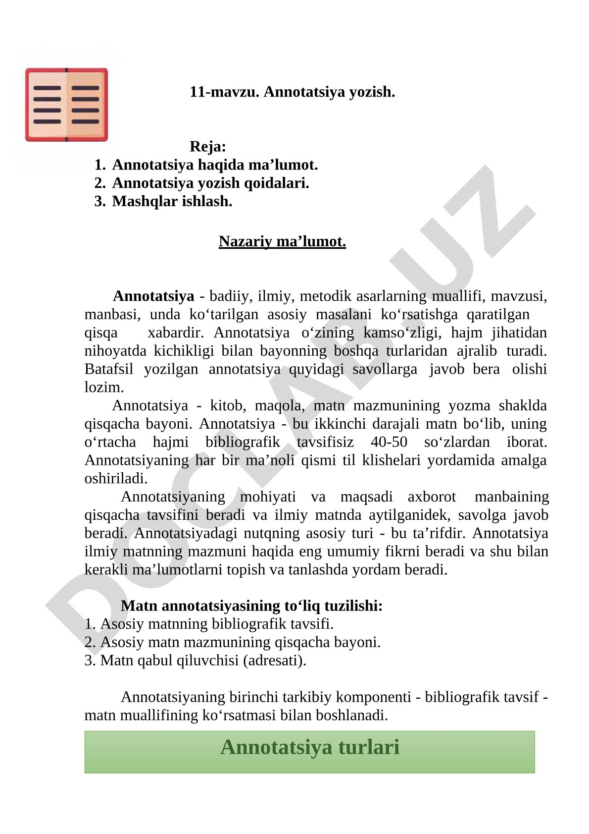 Annotatsiya yozish
