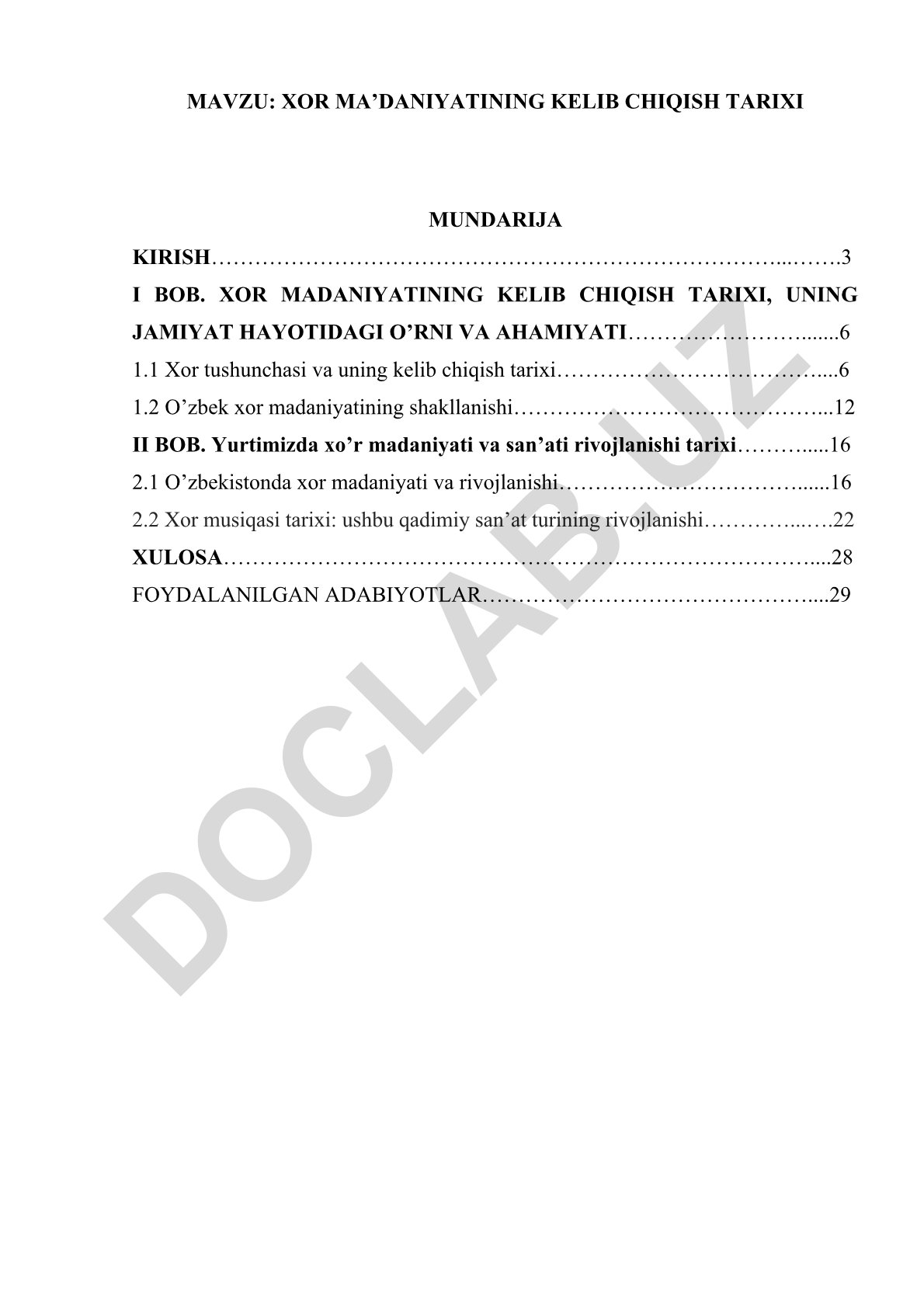 Xor ma'daniyatining kelib chiqish tarixi