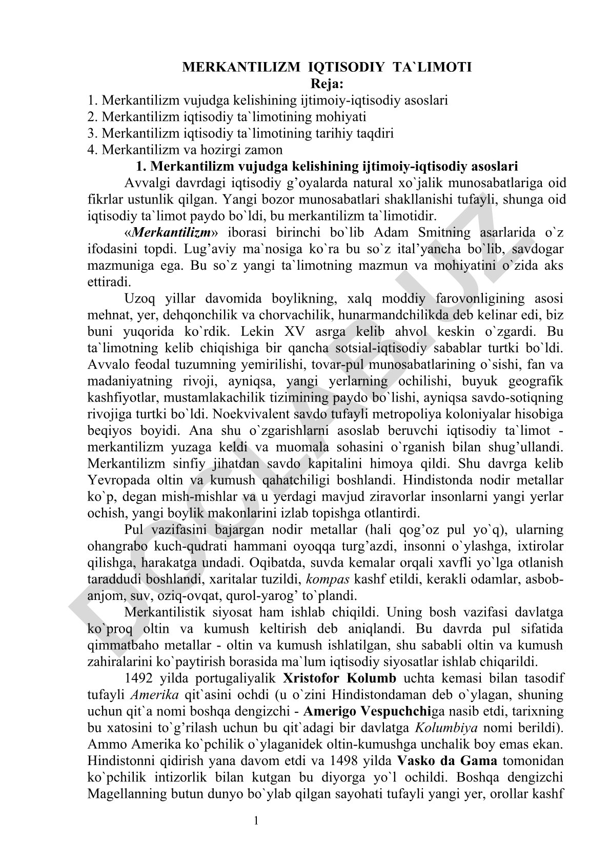Merkantilizm iqtisodiy ta'limoti
