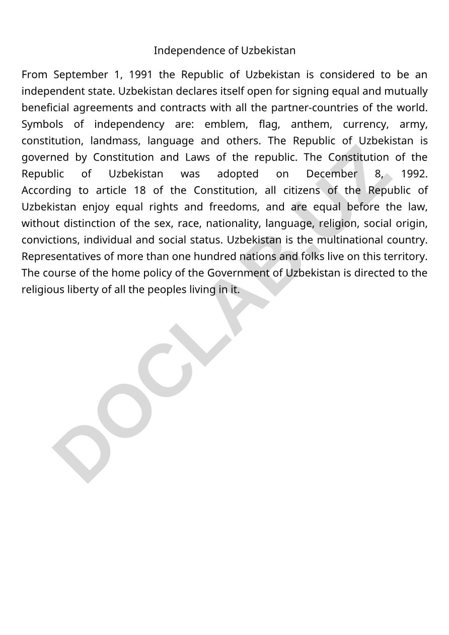 Independence of Uzbekistan