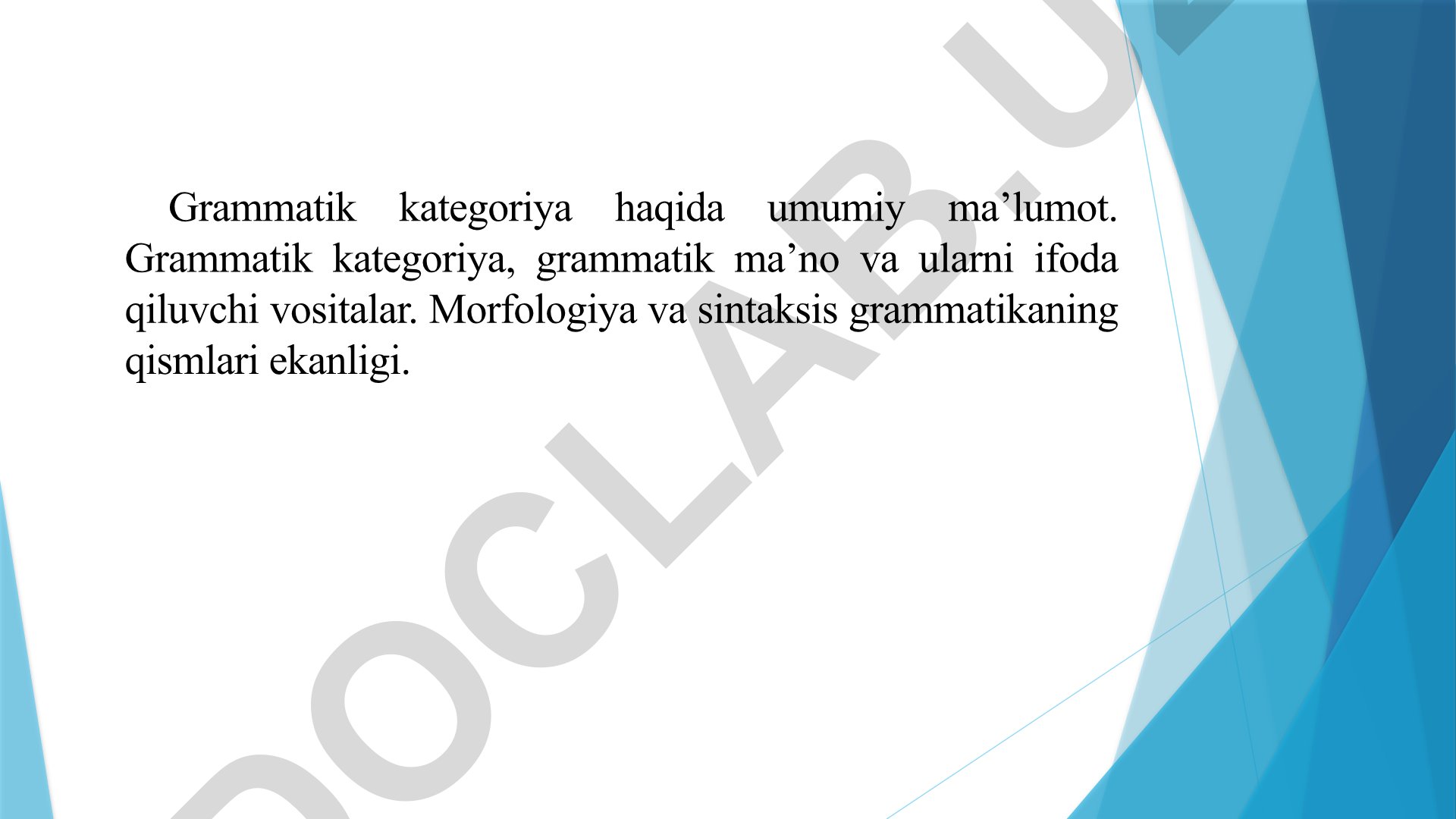 Grammatik kategoriya va grammatik ma'nolar