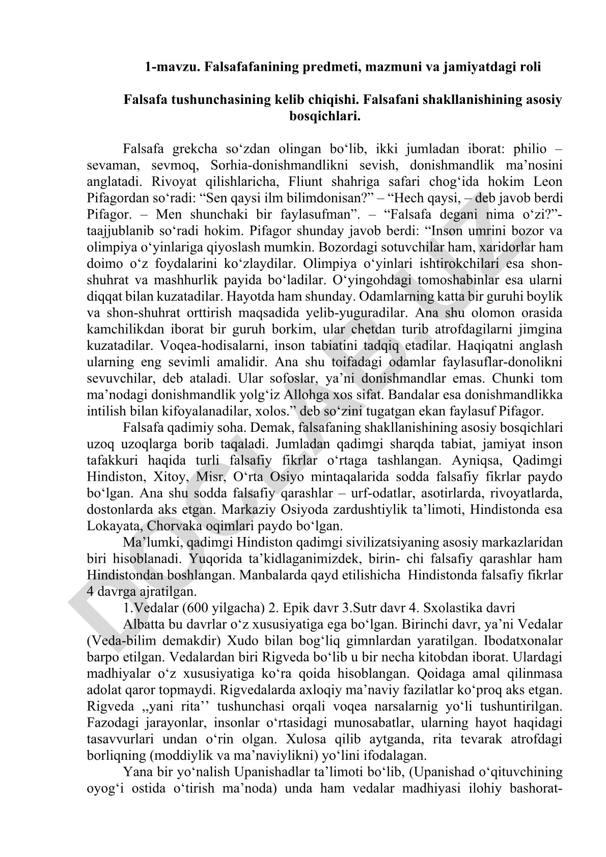 Falsafaning predmeti, mazmuni va jamiyatdagi roli
