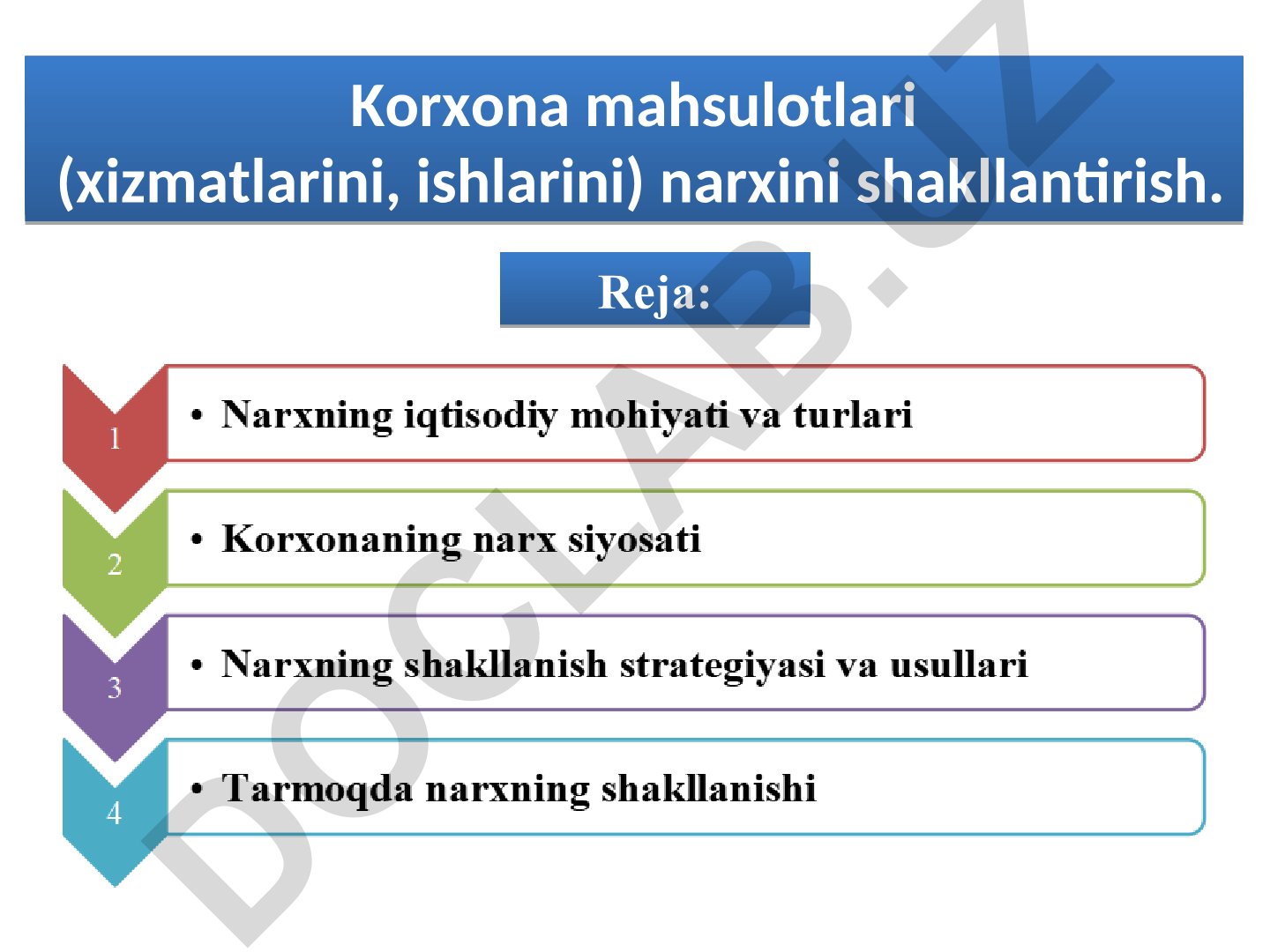 Korxona mahsulotlari narxini shakllantirish