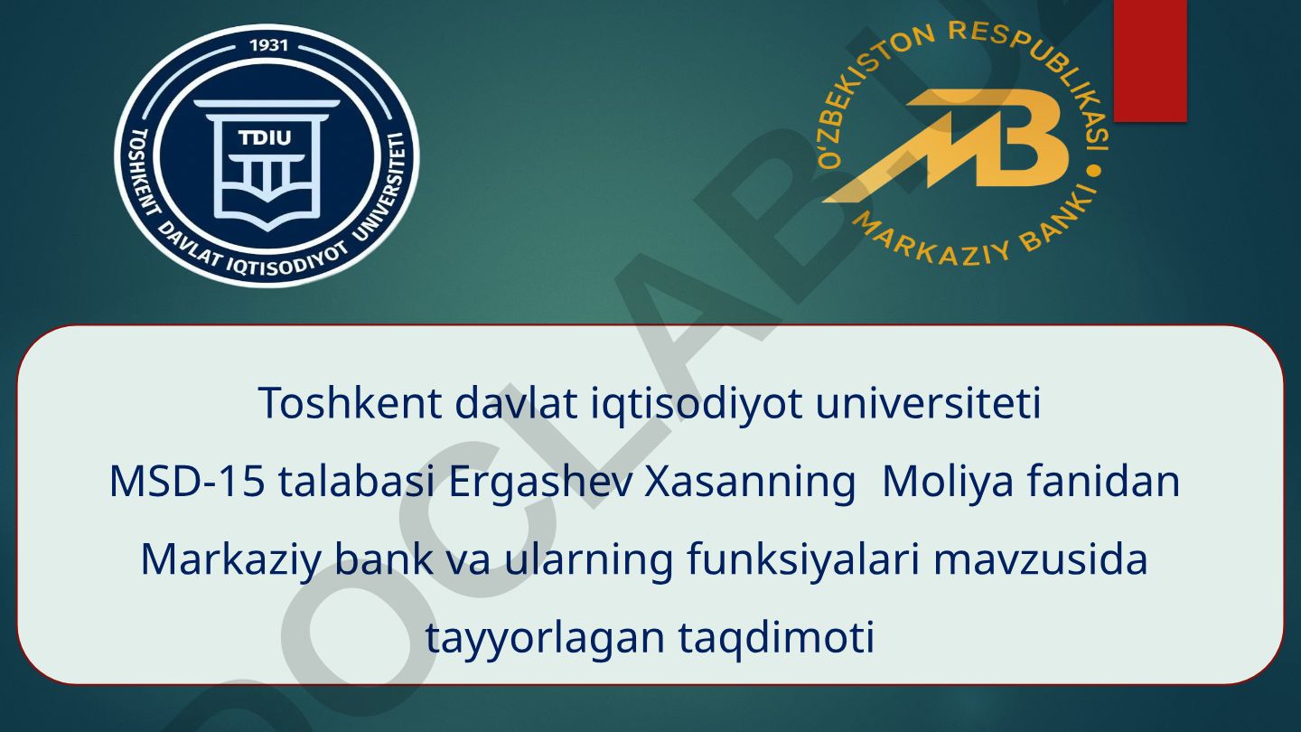 Markaziy bank va ularning funksiyalari