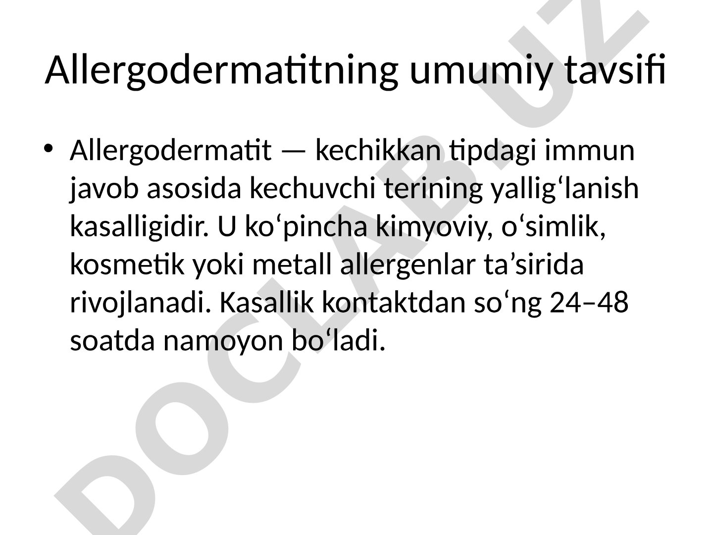 Allergodermatit kasalligining sabablari, rivojlanish mexanizmi, belgilari va davolash