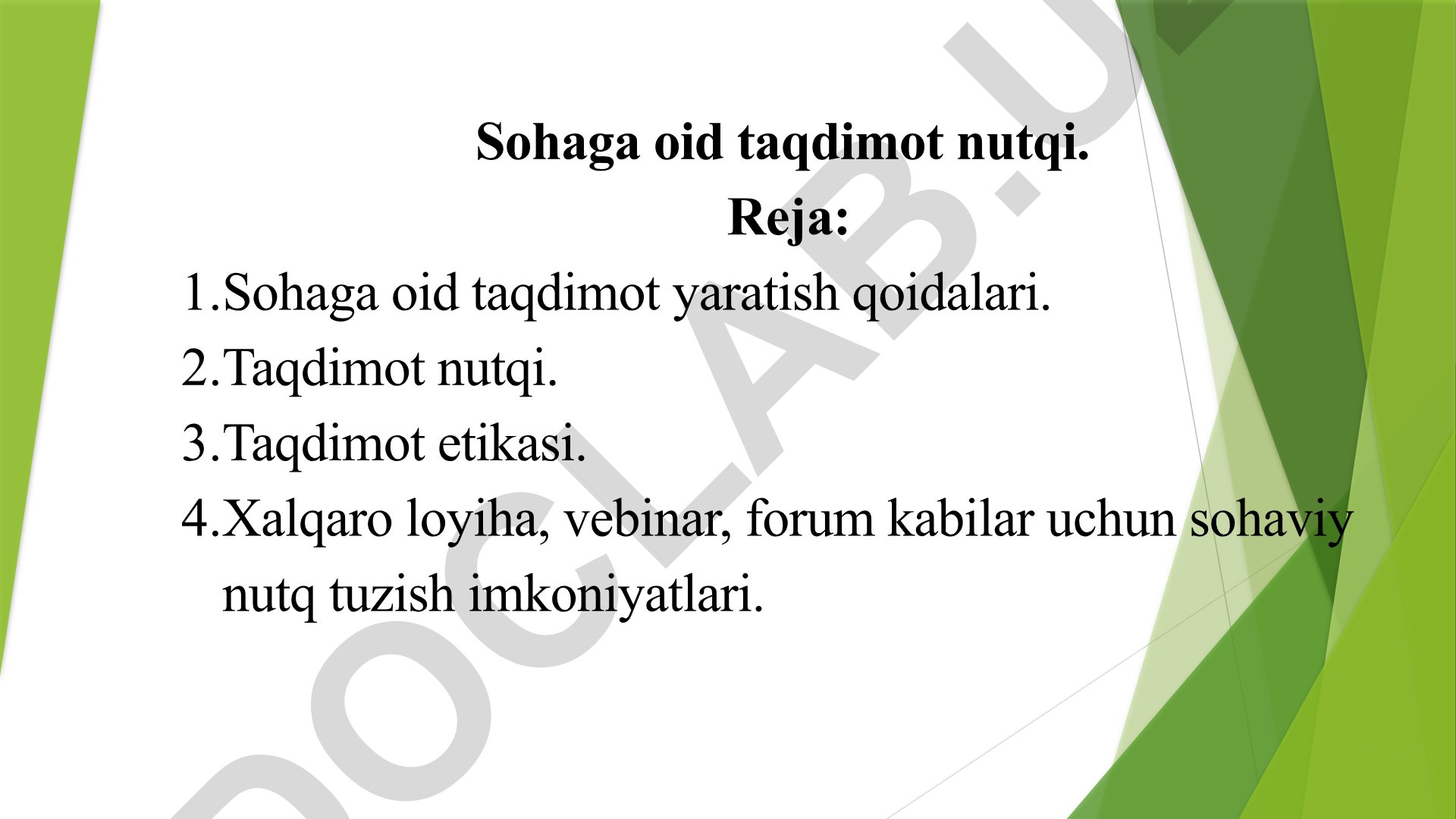 Taqdimot nutqi va etikasi