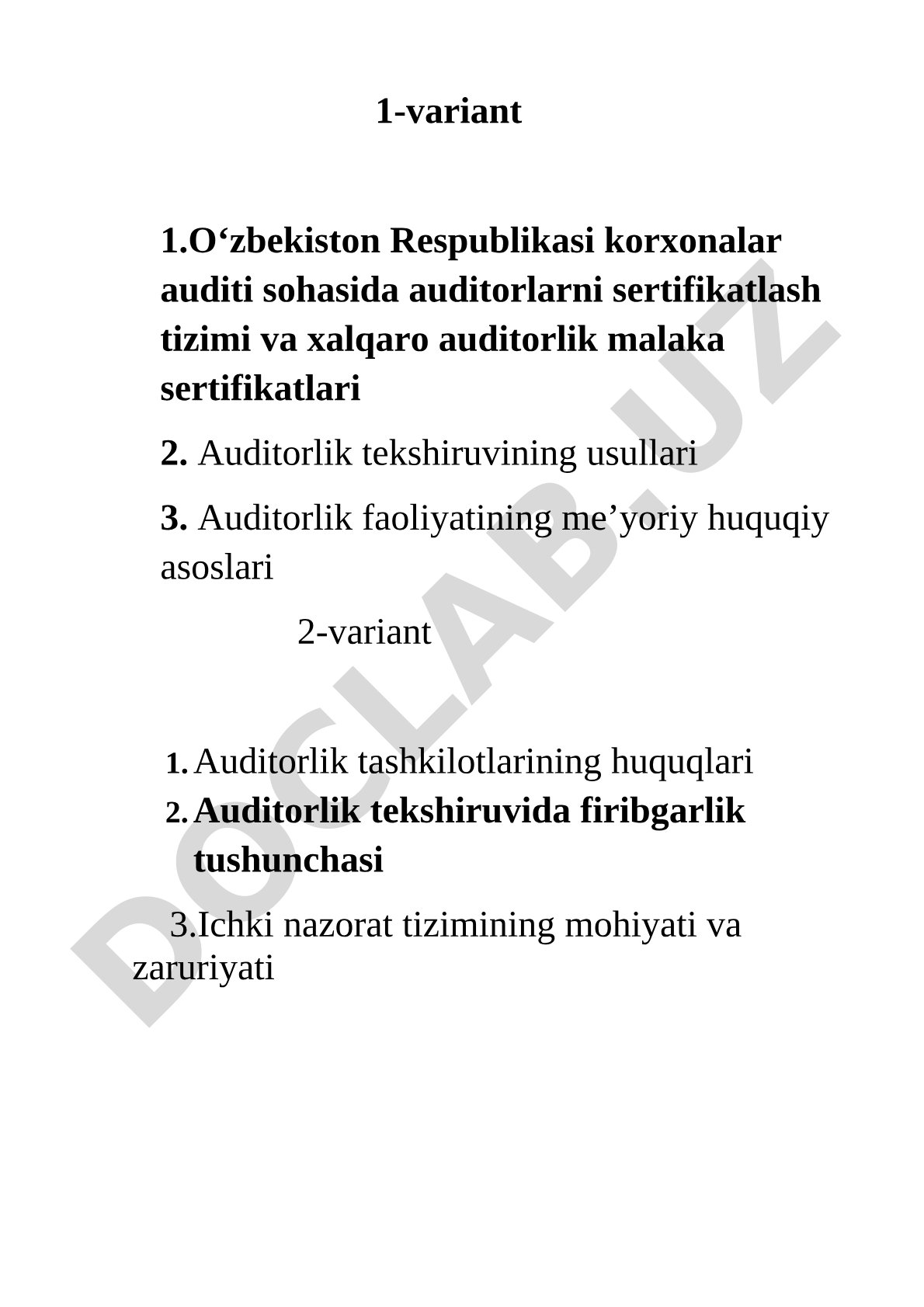 O‘zbekiston Respublikasi korxonalar auditi sohasida auditorlarni sertifikatlash tizimi va xalqaro auditorlik malaka sertifikatlari
