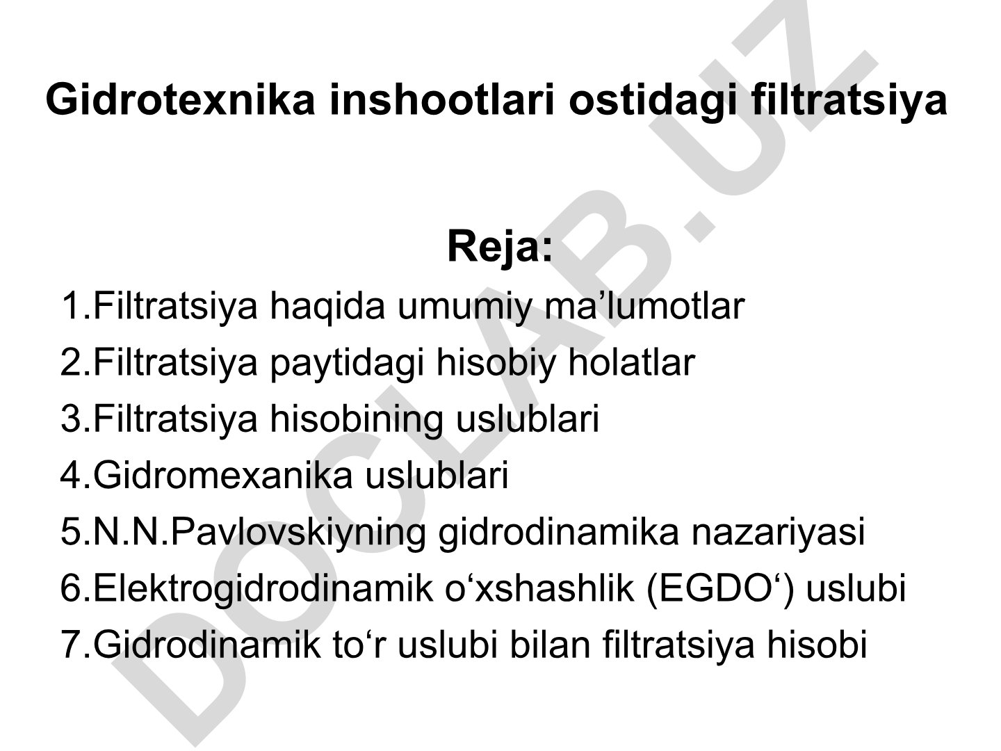 Gidrotexnika inshootlari ostidagi filtratsiya