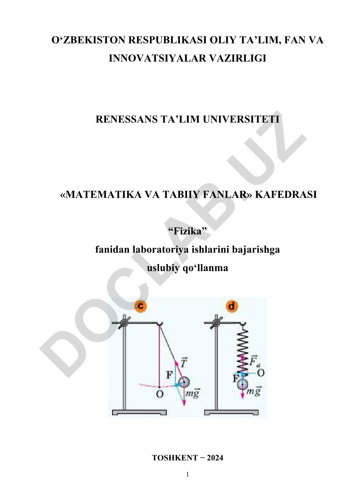 Fizika fanidan laboratoriya ishlarini bajarishga uslubiy qo‘llanma