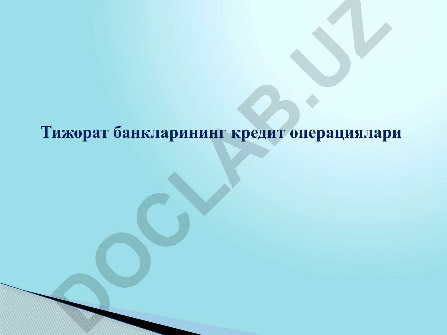 Тижорат банкларининг кредит операциялари ва кредит сиёсати