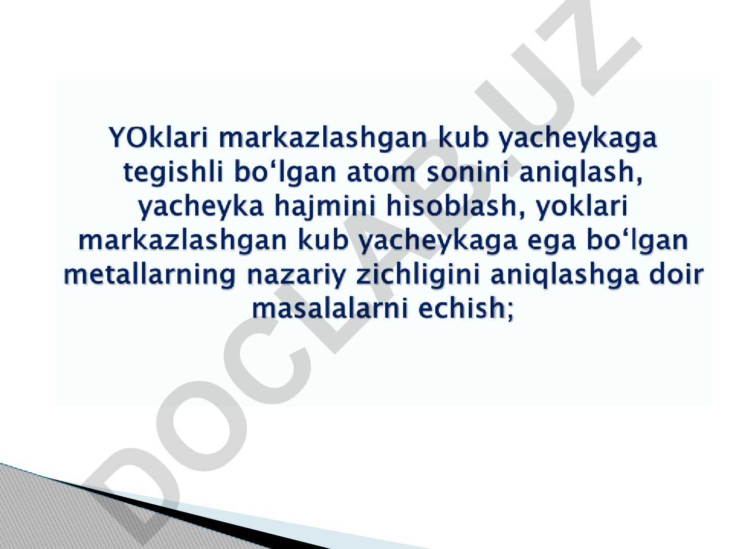 Yuz markazlashgan kub panjarasida tugunlar sonini hisoblash