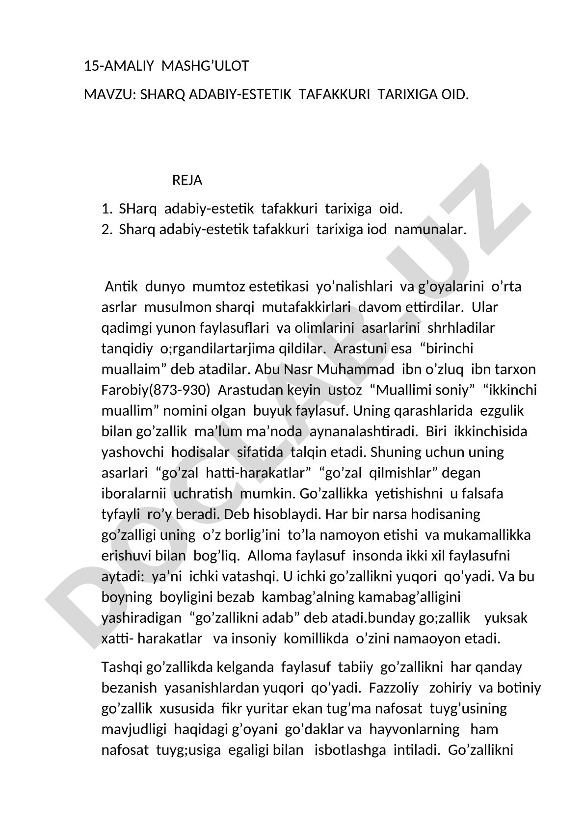 Sharq adabiy-estetik tafakkuri tarixiga oid