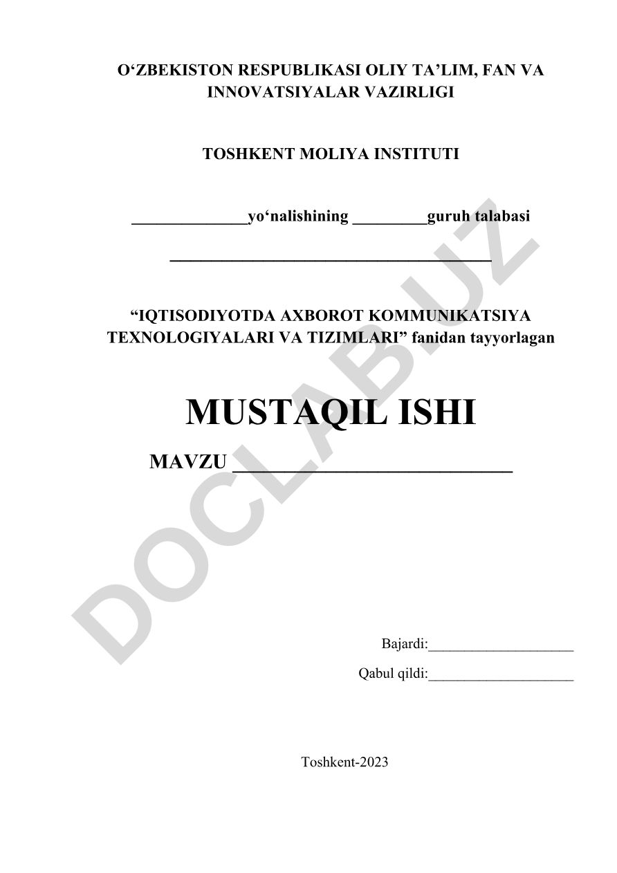 Iqtisodiyotda axborot kommunikatsiya texnologiyalari va tizimlari