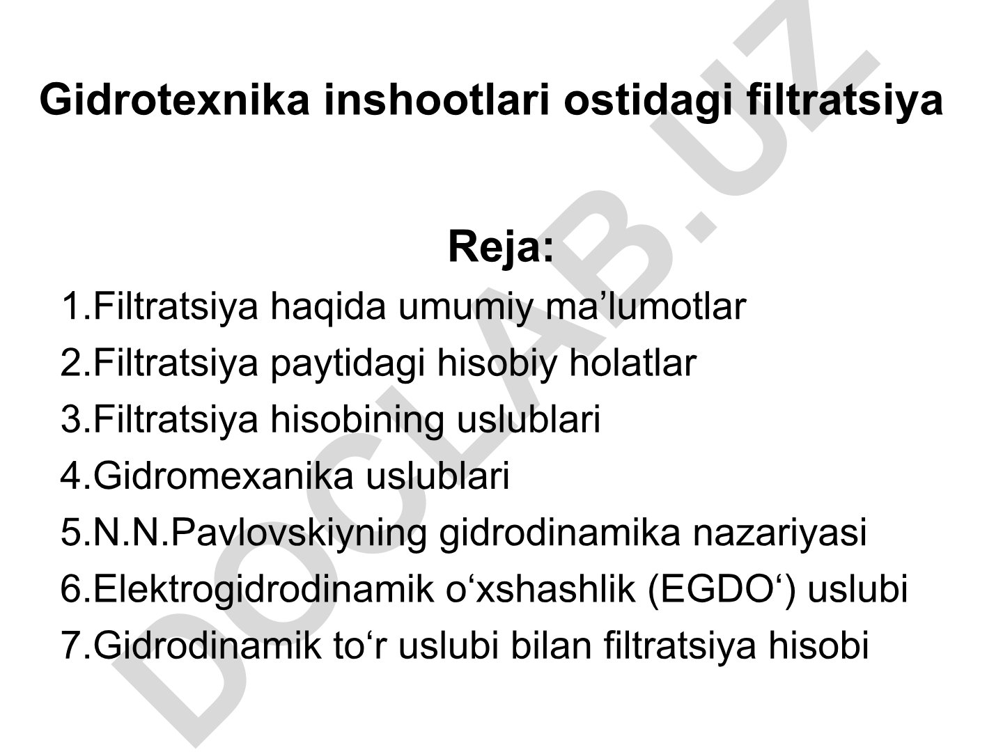 Gidrotexnika inshootlari ostidagi filtratsiya