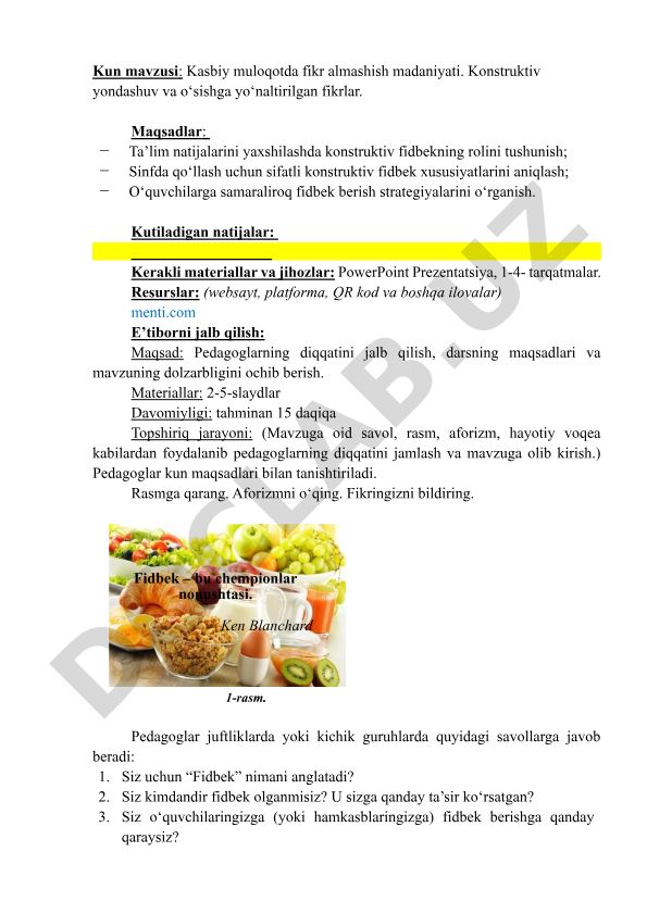 Kasbiy muloqotda fikr almashish madaniyati va konstruktiv fidbek