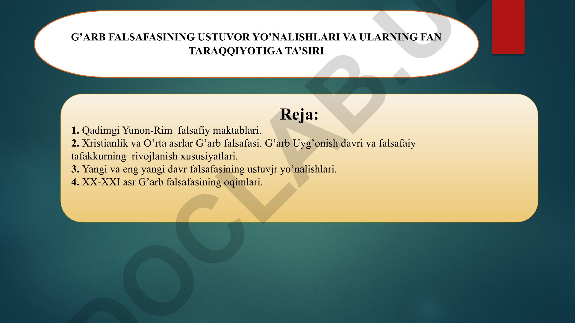 G'arb falsafasining ustuvor yo'nalishlari va ularning fan taraqqiyotiga ta'siri