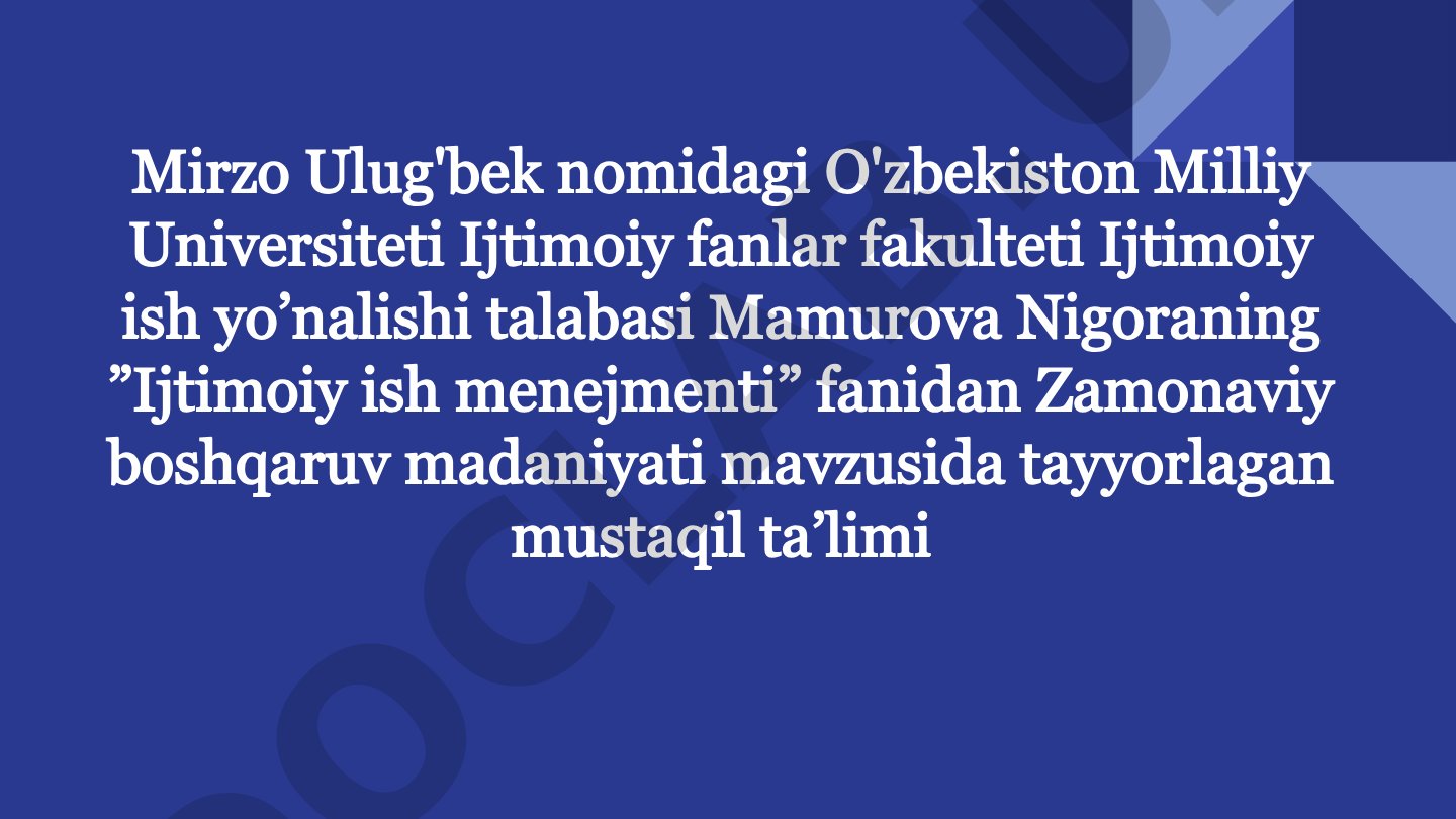 Zamonaviy boshqaruv madaniyati