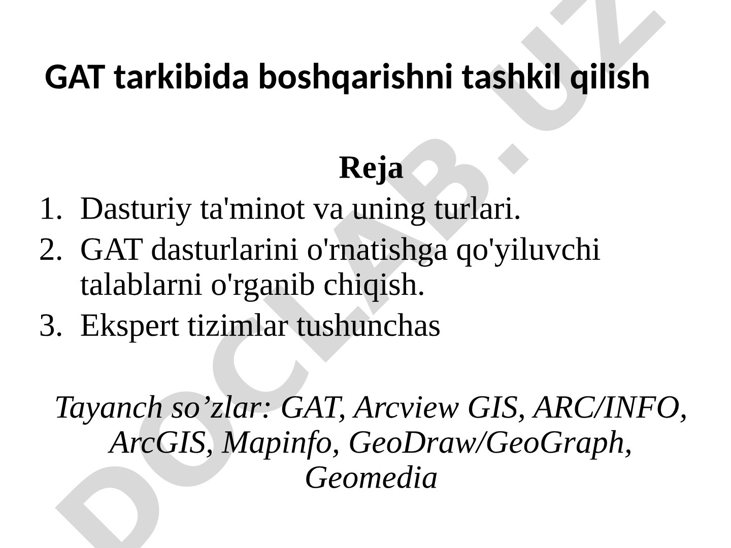 GAT tarkibida boshqarishni tashkil qilish