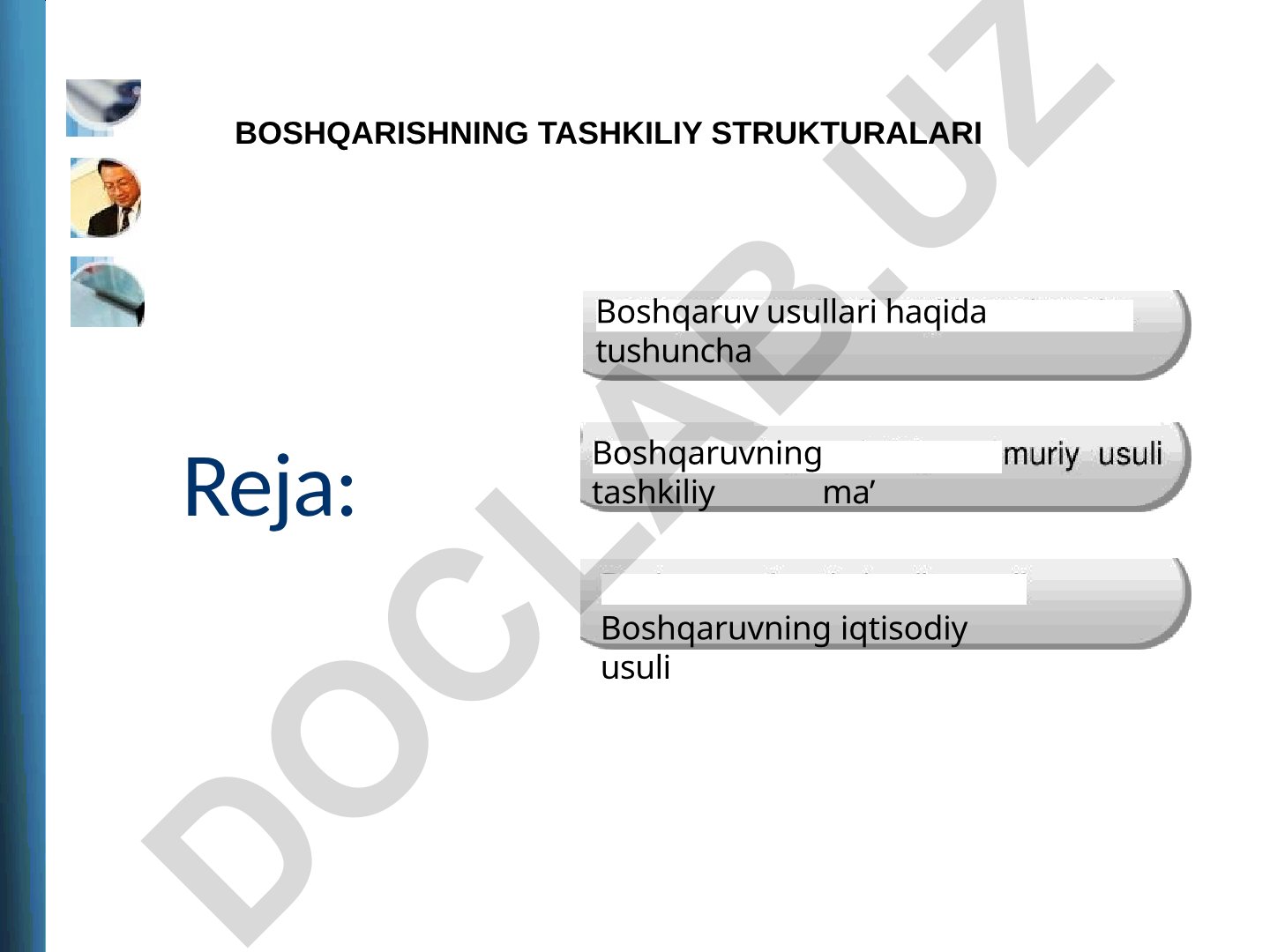 Boshqaruv usullari va tashkiliy tuzilmalar