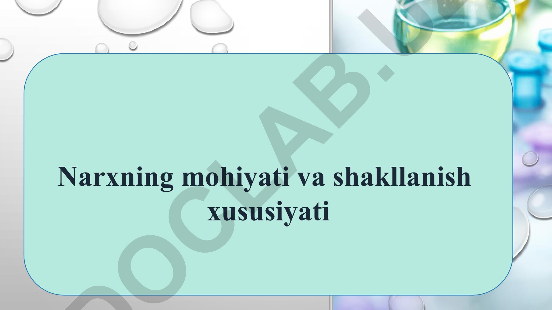 Narxning mohiyati, shakllanish xususiyatlari va turlari