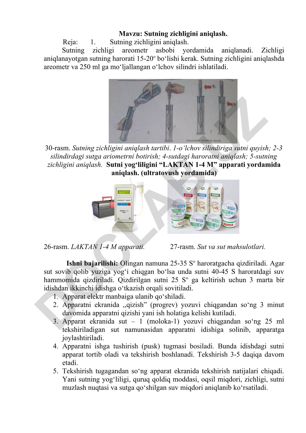 Sutning zichligini aniqlash