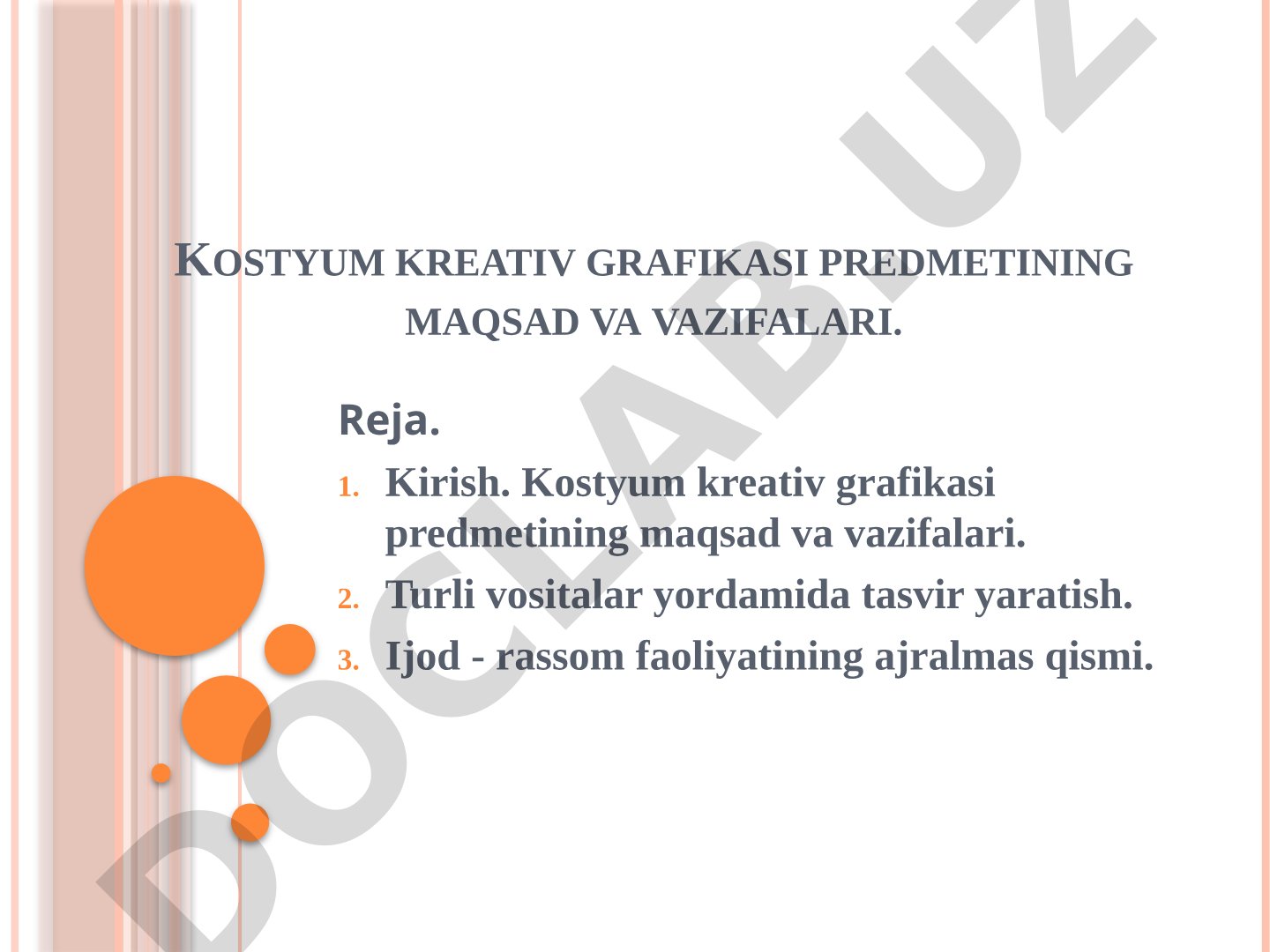 Kostyum kreativ grafikasi predmetining maqsad va vazifalari