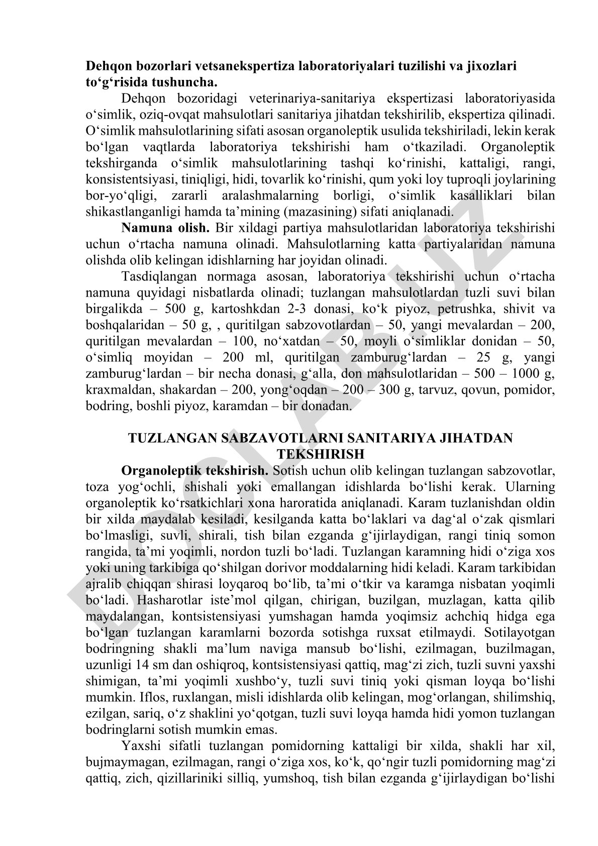 Dehqon bozorlari veterinariya-sanitariya ekspertizasi laboratoriyalari