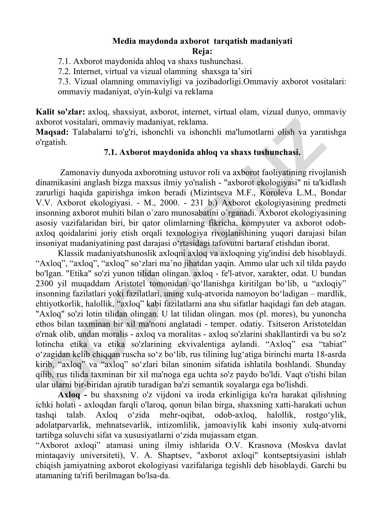 Media maydonda axborot tarqatish madaniyati